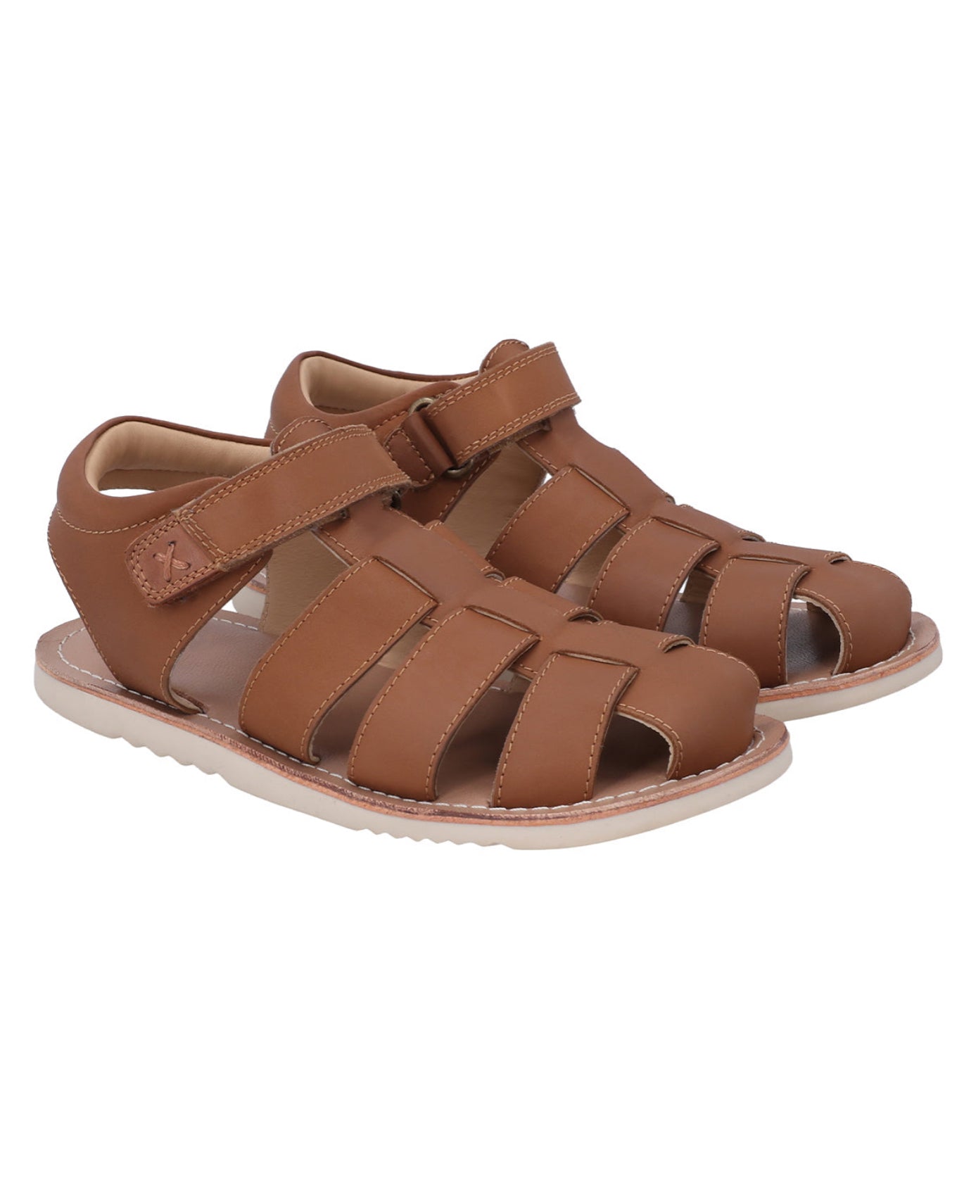 Kinder Sandalen mit Klettverschluss & gepolsterter Ferse, Bequeme Ledersandalen für Jungen & Mädchen, Leichte Sommerschuhe für Kita & Alltag, Braun