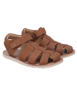 Kinder Sandalen mit Klettverschluss & gepolsterter Ferse, Bequeme Ledersandalen für Jungen & Mädchen, Leichte Sommerschuhe für Kita & Alltag, Braun