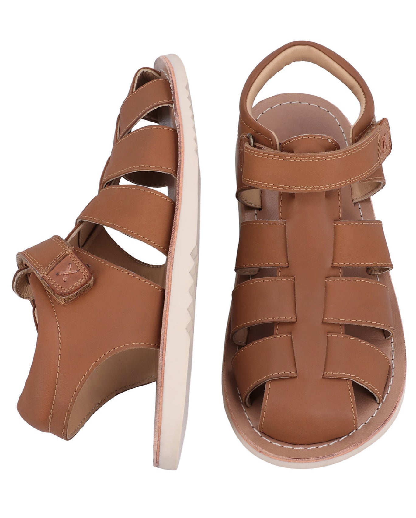Kinder Sandalen mit Klettverschluss & gepolsterter Ferse, Bequeme Ledersandalen für Jungen & Mädchen, Leichte Sommerschuhe für Kita & Alltag, Braun