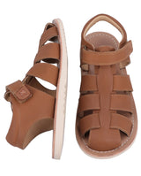 Kinder Sandalen mit Klettverschluss & gepolsterter Ferse, Bequeme Ledersandalen für Jungen & Mädchen, Leichte Sommerschuhe für Kita & Alltag, Braun