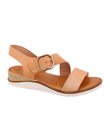Damen Ledersandalen mit beigen Riemen & silberner Schnalle, Bequeme Sommer Sandalen, Elegante Sommerschuhe für Alltag & Strand, Beige