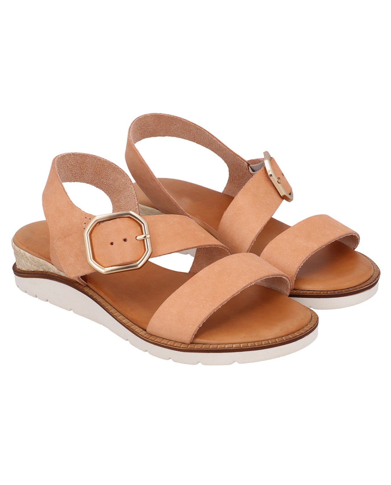 Damen Ledersandalen mit beigen Riemen & silberner Schnalle, Bequeme Sommer Sandalen, Elegante Sommerschuhe für Alltag & Strand, Beige