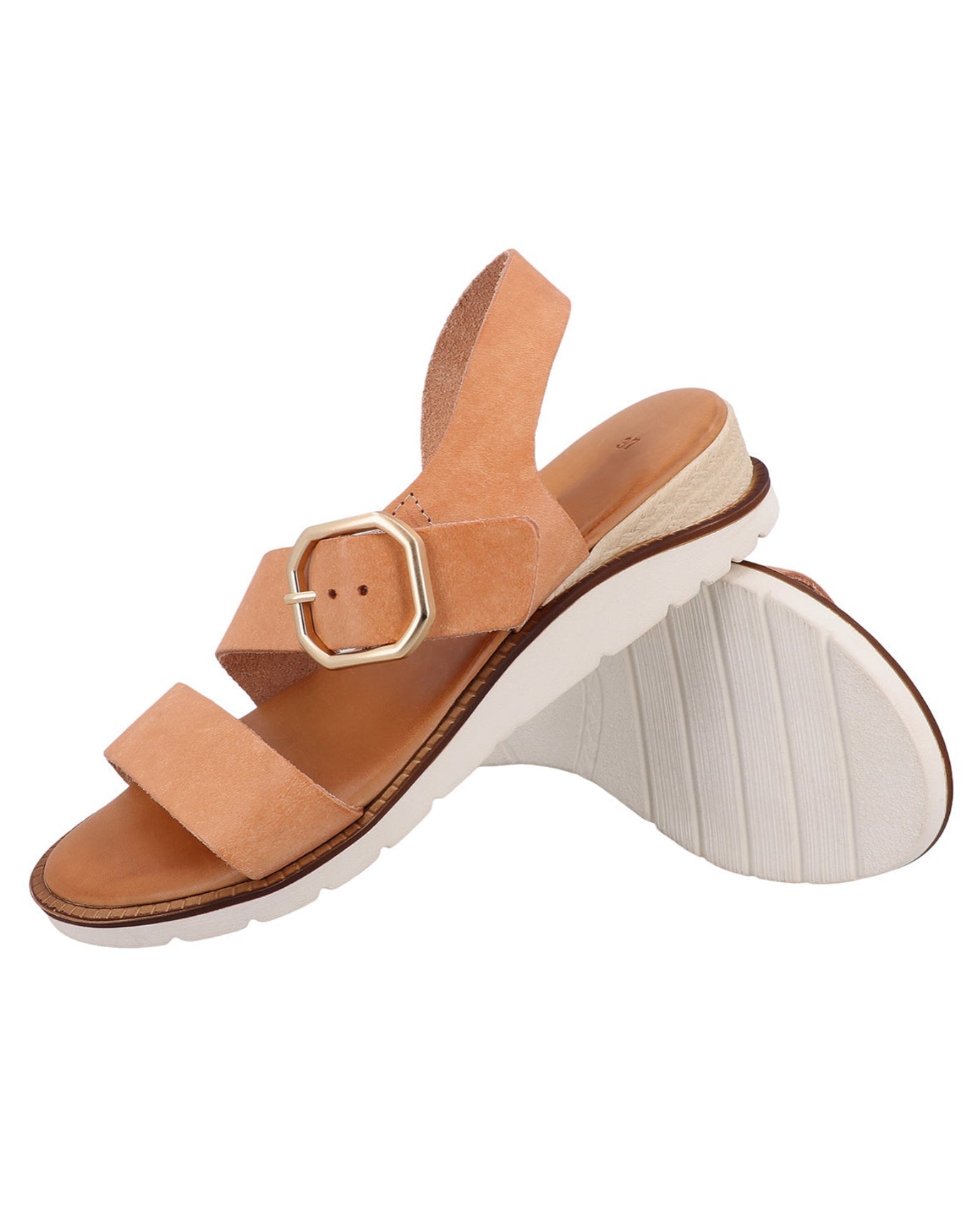 Damen Ledersandalen mit beigen Riemen & silberner Schnalle, Bequeme Sommer Sandalen, Elegante Sommerschuhe für Alltag & Strand, Beige
