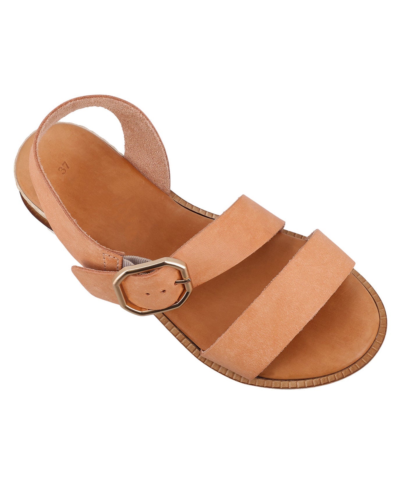 Damen Ledersandalen mit beigen Riemen & silberner Schnalle, Bequeme Sommer Sandalen, Elegante Sommerschuhe für Alltag & Strand, Beige