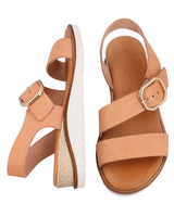 Damen Ledersandalen mit beigen Riemen & silberner Schnalle, Bequeme Sommer Sandalen, Elegante Sommerschuhe für Alltag & Strand, Beige