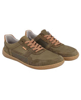 Herren Barfußschuhe aus Leder, Minimalschuhe mit Zehenfreiheit, Bequeme Barfuß Halbschuhe für Alltag & Outdoor, Olivgrün, Made in Portugal