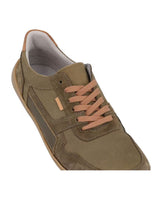 Herren Barfußschuhe aus Leder, Minimalschuhe mit Zehenfreiheit, Bequeme Barfuß Halbschuhe für Alltag & Outdoor, Olivgrün, Made in Portugal