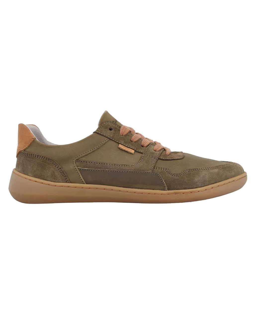 Herren Barfußschuhe aus Leder, Minimalschuhe mit Zehenfreiheit, Bequeme Barfuß Halbschuhe für Alltag & Outdoor, Olivgrün, Made in Portugal