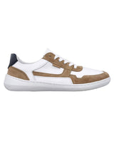 Herren Barfußschuhe aus Leder, Minimalschuhe mit Zehenfreiheit, Bequeme Barfuß Halbschuhe für Alltag & Outdoor, Weiß-Braun, Made in Portugal