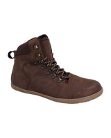 Herren Barfußschuhe Stiefelette mit spezieller Schnürung, Minimalschuhe mit Zehenfreiheit, Barfuß Boots für Alltag & Outdoor, Braun