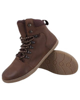 Herren Barfußschuhe Stiefelette mit spezieller Schnürung, Minimalschuhe mit Zehenfreiheit, Barfuß Boots für Alltag & Outdoor, Braun