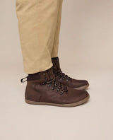 Herren Barfußschuhe Stiefelette mit spezieller Schnürung, Minimalschuhe mit Zehenfreiheit, Barfuß Boots für Alltag & Outdoor, Braun