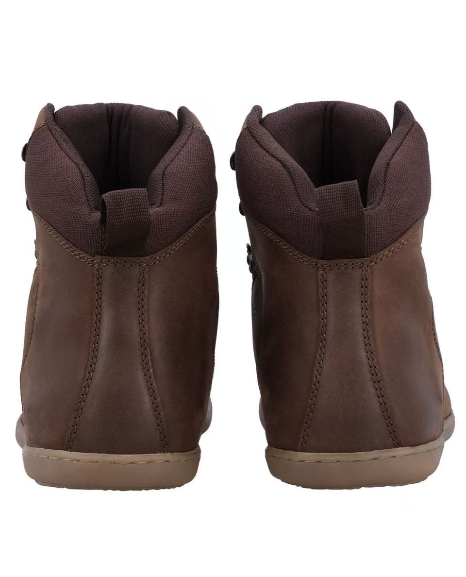 Herren Barfußschuhe Stiefelette mit spezieller Schnürung, Minimalschuhe mit Zehenfreiheit, Barfuß Boots für Alltag & Outdoor, Braun