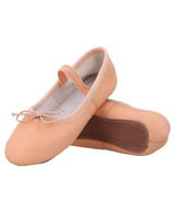Kinder Ballettschuhe mit angenähtem Gummiband, Weiche Ballettschläppchen mit durchgehender Sohle, Tanzschuhe für Mädchen, Rosa