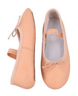 Kinder Ballettschuhe mit angenähtem Gummiband, Weiche Ballettschläppchen mit durchgehender Sohle, Tanzschuhe für Mädchen, Rosa
