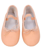 Kinder Ballettschuhe mit angenähtem Gummiband, Weiche Ballettschläppchen mit durchgehender Sohle, Tanzschuhe für Mädchen, Rosa