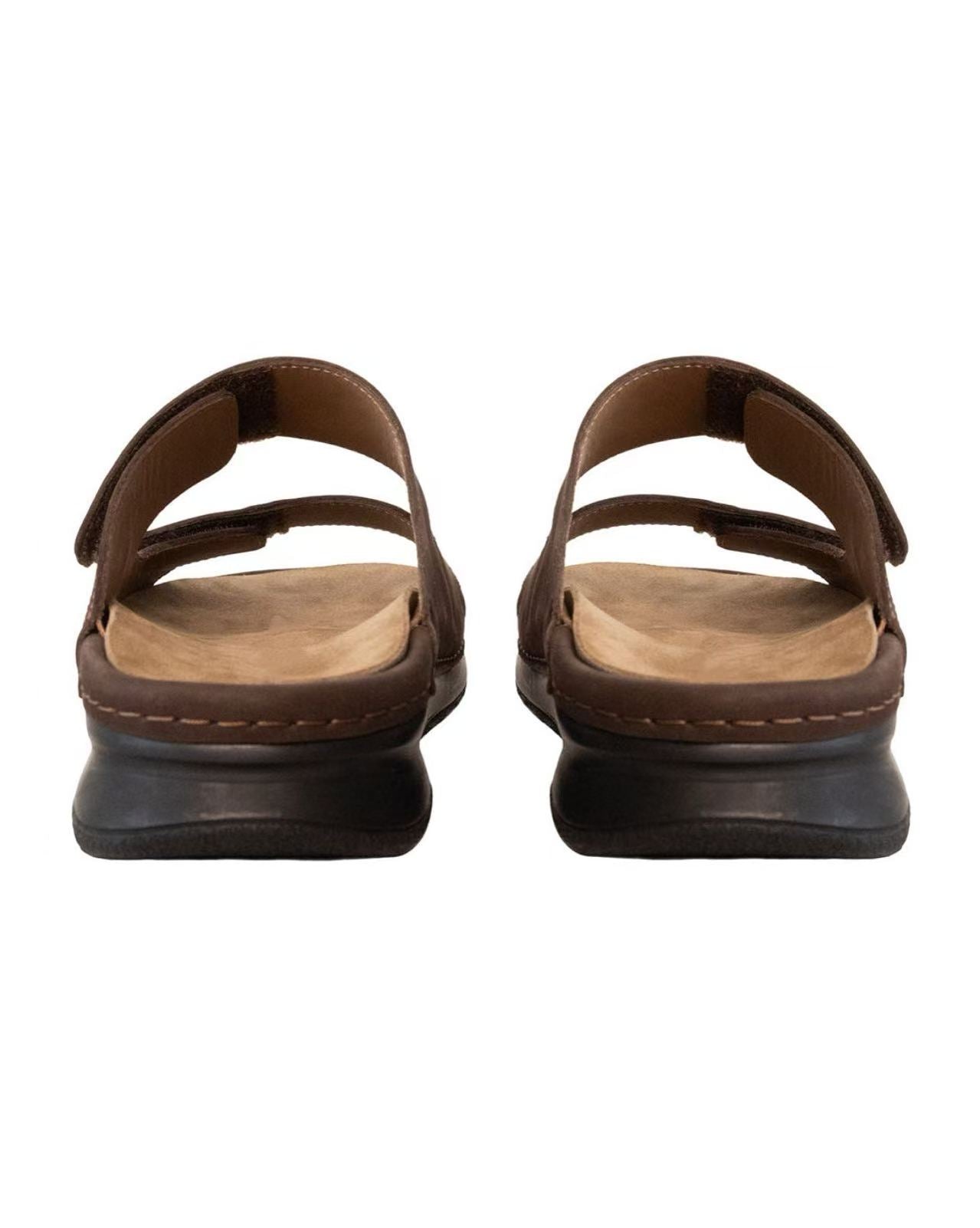 Herren Ledersandalen mit verstellbaren Riemen & Klettverschluss, Bequeme Trekkingsandalen, Outdoor Sommerschuhe für Alltag & Wandern, Braun