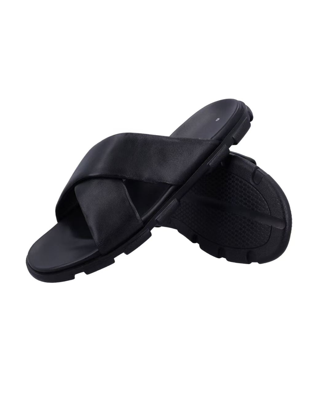 Herren Ledersandalen mit gekreuzten Riemen & leichter Sohle, Bequeme Sommer Sandalen, Elegante Sommerschuhe für Alltag & Strand, Schwarz
