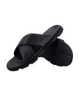 Herren Ledersandalen mit gekreuzten Riemen & leichter Sohle, Bequeme Sommer Sandalen, Elegante Sommerschuhe für Alltag & Strand, Schwarz