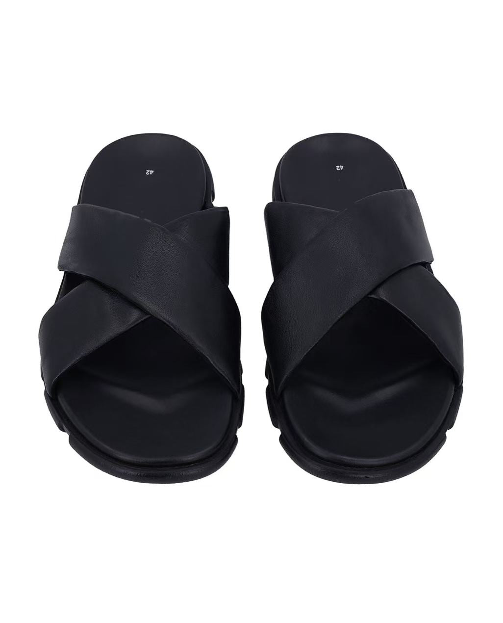 Herren Ledersandalen mit gekreuzten Riemen & leichter Sohle, Bequeme Sommer Sandalen, Elegante Sommerschuhe für Alltag & Strand, Schwarz