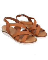 Damen Ledersandalen mit gepolstertem Fußbett & verstellbarem Riemen, Bequeme Sommer Sandalen, Elegante Sommerschuhe für Alltag & Strand, Orange