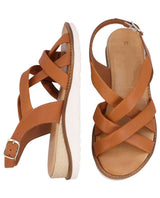 Damen Ledersandalen mit gepolstertem Fußbett & verstellbarem Riemen, Bequeme Sommer Sandalen, Elegante Sommerschuhe für Alltag & Strand, Orange