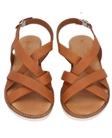 Damen Ledersandalen mit gepolstertem Fußbett & verstellbarem Riemen, Bequeme Sommer Sandalen, Elegante Sommerschuhe für Alltag & Strand, Orange