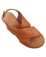 Damen Ledersandalen mit Riemen & leicht erhöhter Sohle, Bequeme Sommer Sandalen mit Keilabsatz, Elegante Sommerschuhe für Alltag & Strand, Orange