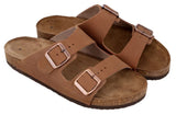 Herren Sandalen aus Leder mit Kork-Fußbett, Bequeme Ledersandalen mit EVA-Sohle, Anatomische Pantoletten für Sommer & Alltag, Braun