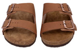 Herren Sandalen aus Leder mit Kork-Fußbett, Bequeme Ledersandalen mit EVA-Sohle, Anatomische Pantoletten für Sommer & Alltag, Braun