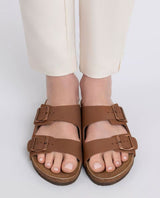 Herren Sandalen aus Leder mit Kork-Fußbett, Bequeme Ledersandalen mit EVA-Sohle, Anatomische Pantoletten für Sommer & Alltag, Braun
