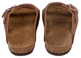 Herren Sandalen aus Leder mit Kork-Fußbett, Bequeme Ledersandalen mit EVA-Sohle, Anatomische Pantoletten für Sommer & Alltag, Braun