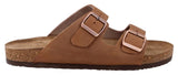 Herren Sandalen aus Leder mit Kork-Fußbett, Bequeme Ledersandalen mit EVA-Sohle, Anatomische Pantoletten für Sommer & Alltag, Braun