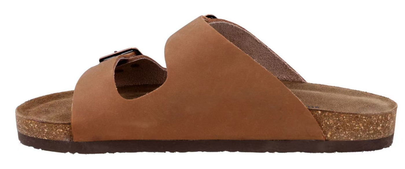 Herren Sandalen aus Leder mit Kork-Fußbett, Bequeme Ledersandalen mit EVA-Sohle, Anatomische Pantoletten für Sommer & Alltag, Braun