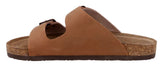 Herren Sandalen aus Leder mit Kork-Fußbett, Bequeme Ledersandalen mit EVA-Sohle, Anatomische Pantoletten für Sommer & Alltag, Braun