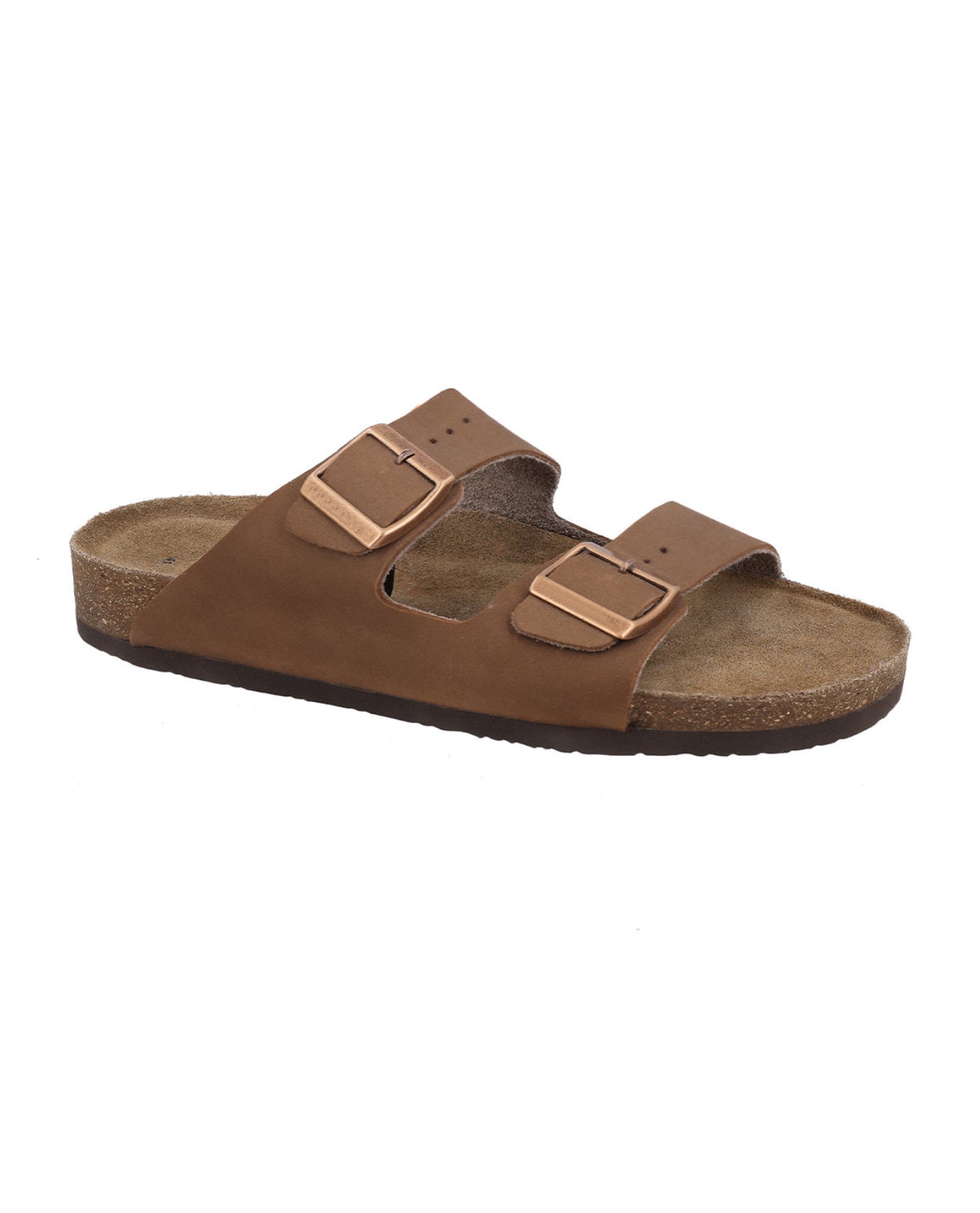 Herren Sandalen aus Leder mit Kork-Fußbett, Bequeme Ledersandalen mit EVA-Sohle, Anatomische Pantoletten für Sommer & Alltag, Braun