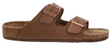 Herren Sandalen aus Leder mit Kork-Fußbett, Bequeme Ledersandalen mit EVA-Sohle, Anatomische Pantoletten für Sommer & Alltag, Braun