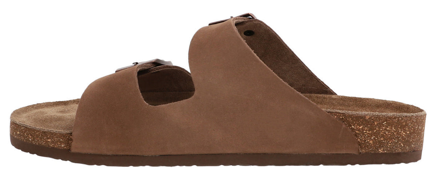 Herren Sandalen aus Leder mit Kork-Fußbett, Bequeme Ledersandalen mit EVA-Sohle, Anatomische Pantoletten für Sommer & Alltag, Braun