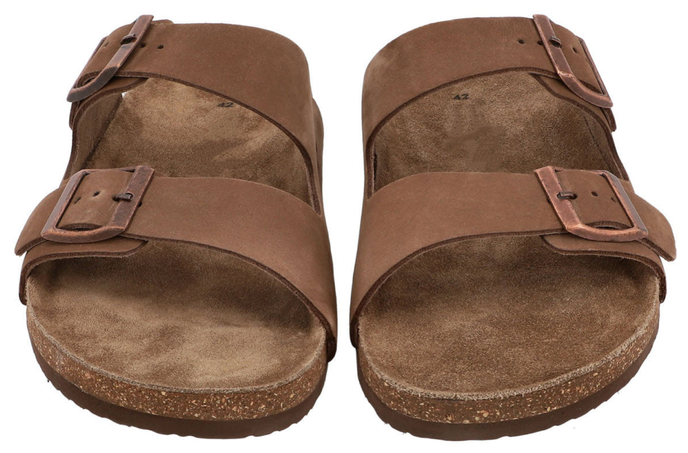 Herren Sandalen aus Leder mit Kork-Fußbett, Bequeme Ledersandalen mit EVA-Sohle, Anatomische Pantoletten für Sommer & Alltag, Braun