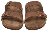 Herren Sandalen aus Leder mit Kork-Fußbett, Bequeme Ledersandalen mit EVA-Sohle, Anatomische Pantoletten für Sommer & Alltag, Braun