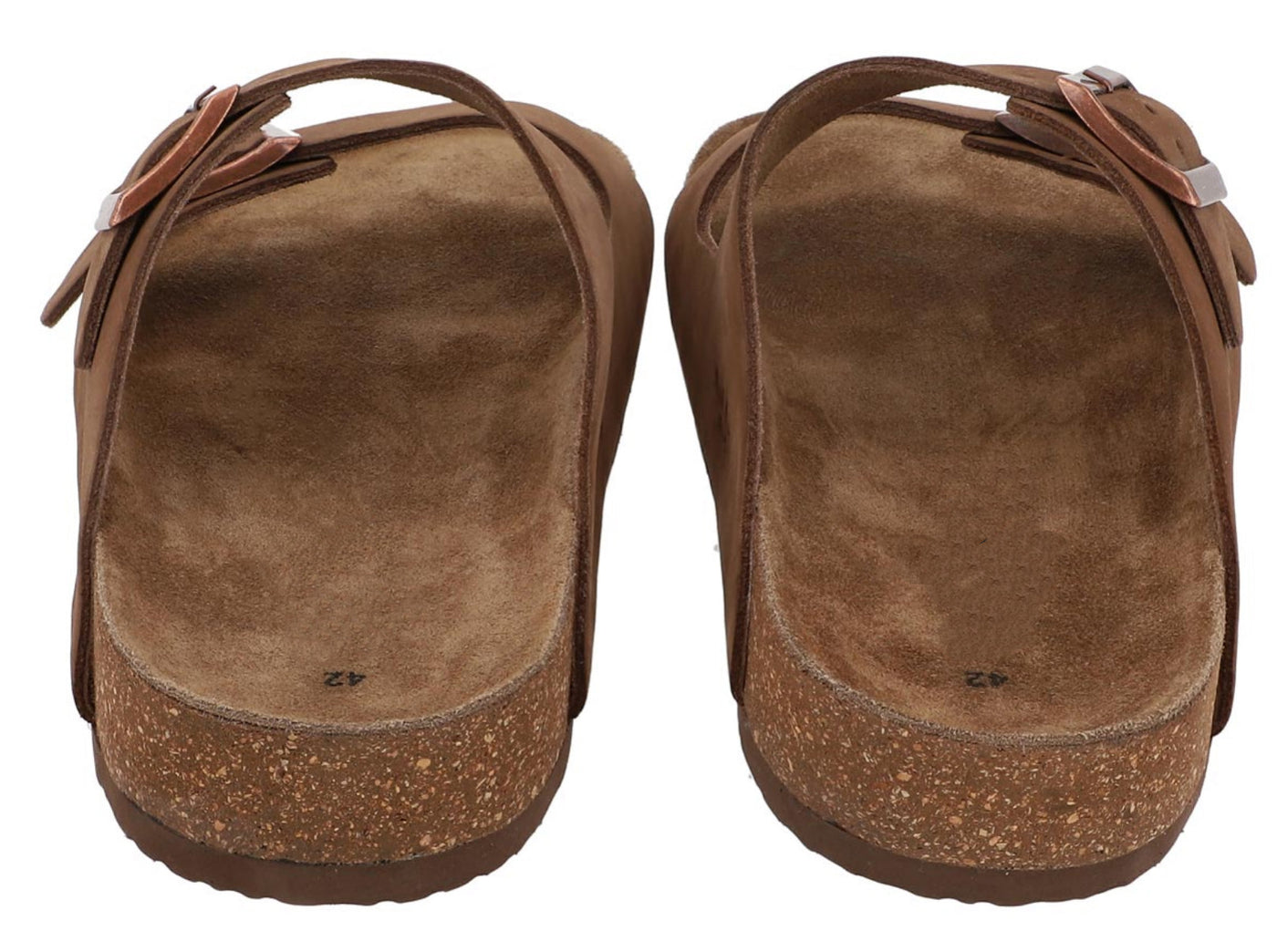 Herren Sandalen aus Leder mit Kork-Fußbett, Bequeme Ledersandalen mit EVA-Sohle, Anatomische Pantoletten für Sommer & Alltag, Braun