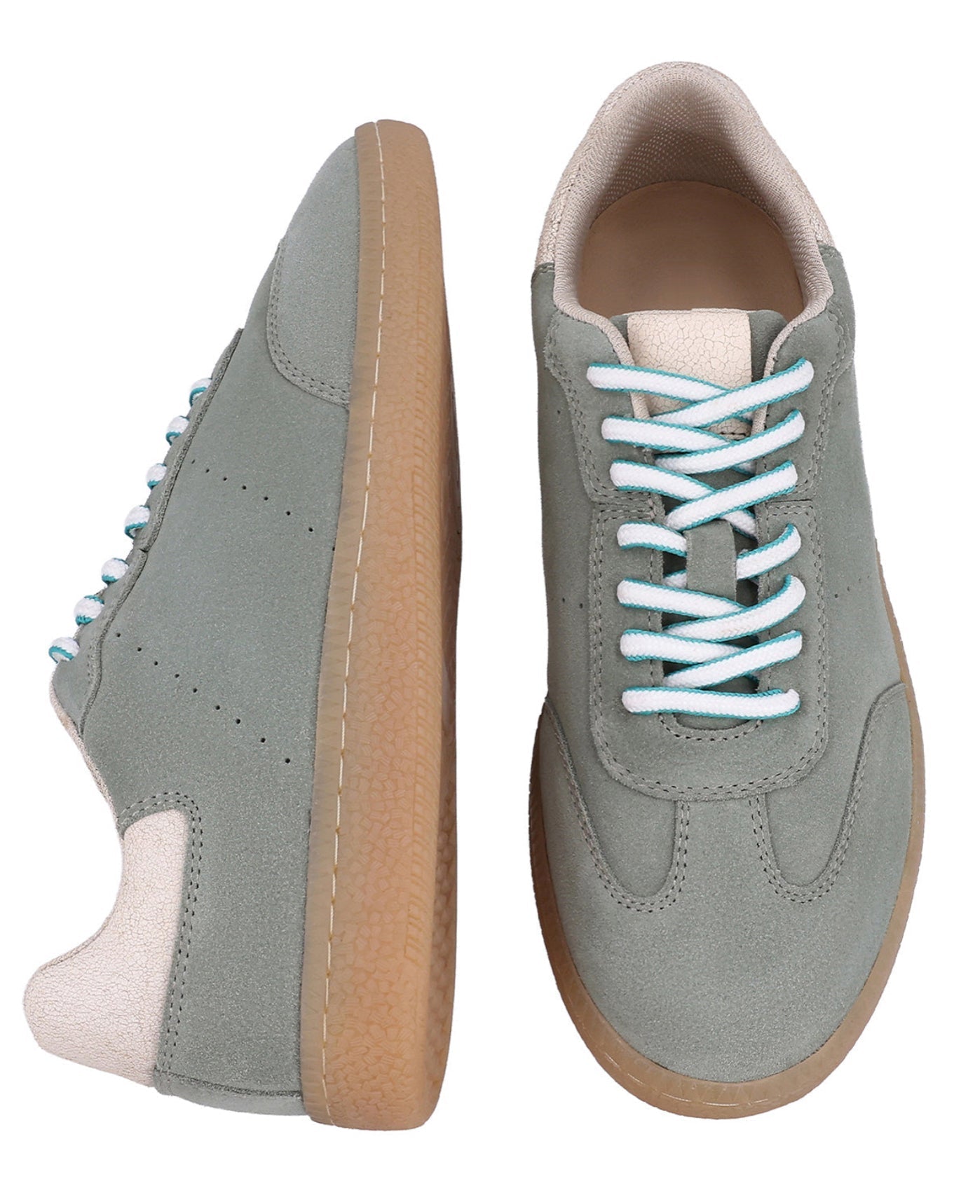 Herren Sneaker aus Veloursleder, Bequeme Freizeitschuhe aus weichem Wildleder, Sportliche Halbschuhe für Alltag & Freizeit, Grün