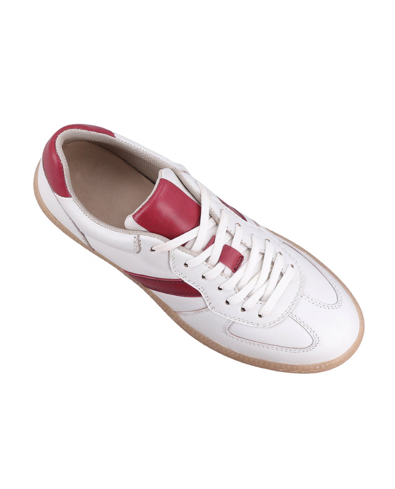 Herren Sneaker Weiß mit roten Akzenten, Bequeme Freizeitschuhe mit flexibler Schnürung, Sportliche Halbschuhe für Alltag & Sport, Weiß-Rot