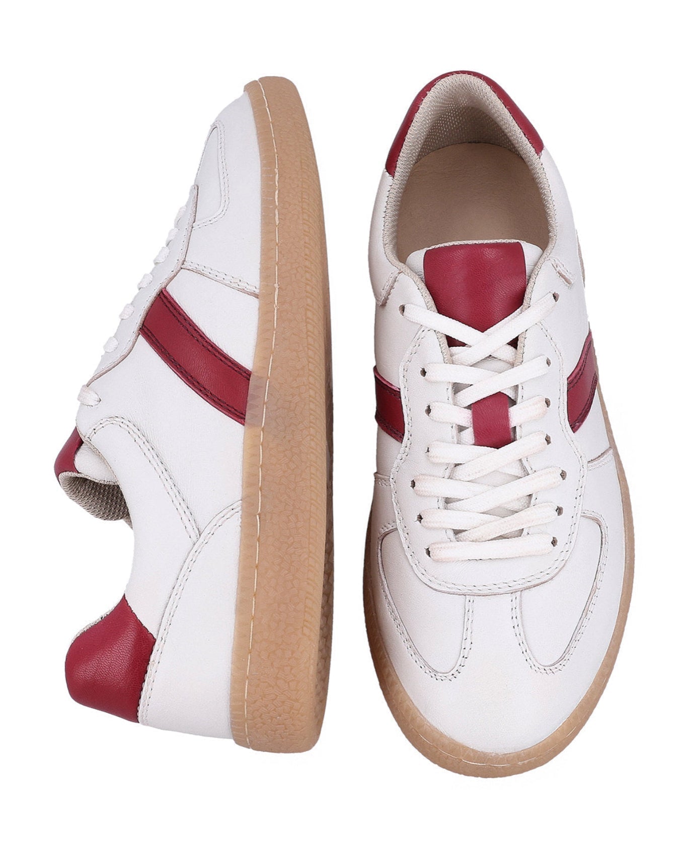 Herren Sneaker Weiß mit roten Akzenten, Bequeme Freizeitschuhe mit flexibler Schnürung, Sportliche Halbschuhe für Alltag & Sport, Weiß-Rot