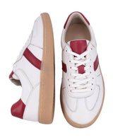 Herren Sneaker Weiß mit roten Akzenten, Bequeme Freizeitschuhe mit flexibler Schnürung, Sportliche Halbschuhe für Alltag & Sport, Weiß-Rot