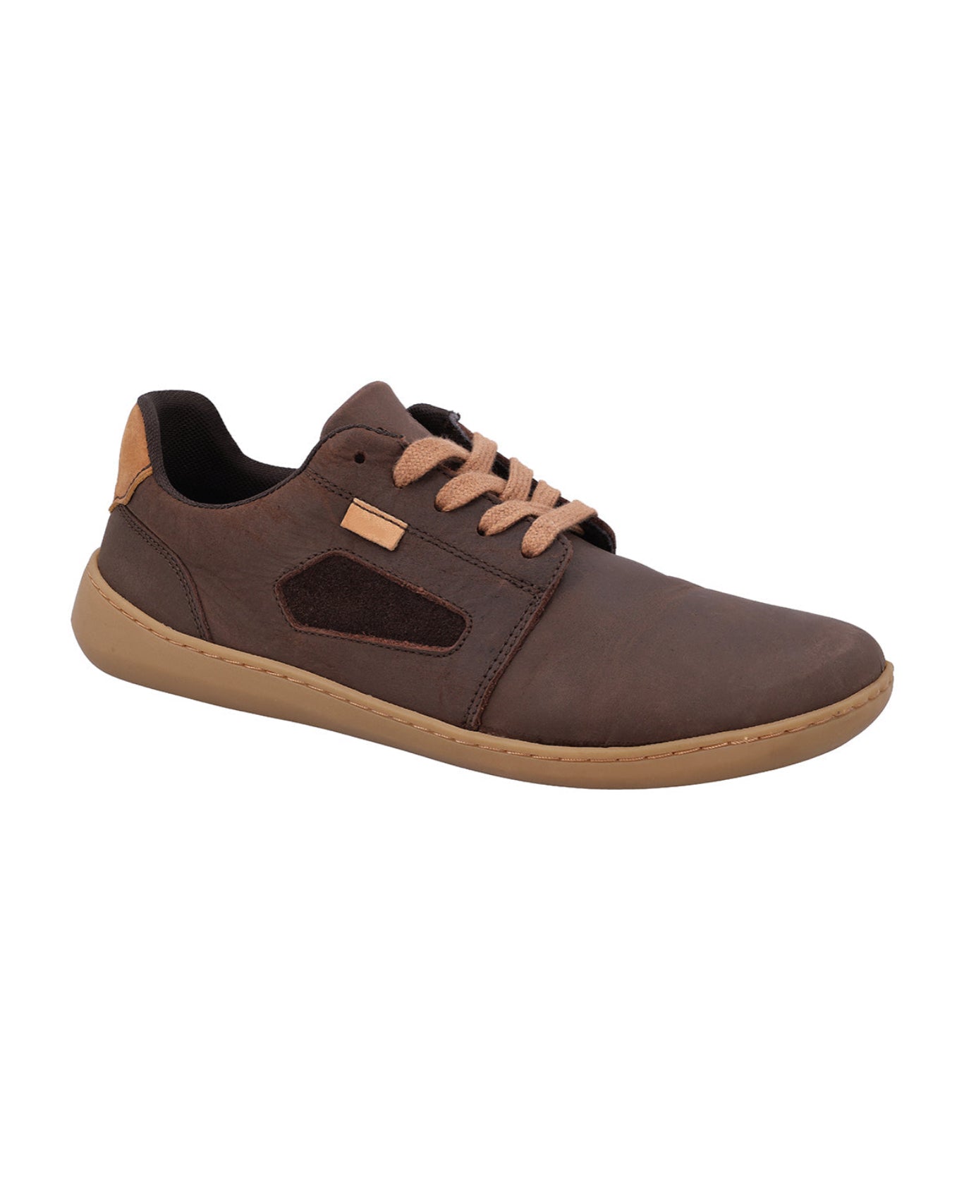 Herren Barfußschuhe aus Leder, Minimalschuhe mit Zehenfreiheit, Bequeme Barfuß Halbschuhe für Alltag & Outdoor, Braun, Made in Portugal
