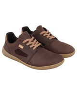 Herren Barfußschuhe aus Leder, Minimalschuhe mit Zehenfreiheit, Bequeme Barfuß Halbschuhe für Alltag & Outdoor, Braun, Made in Portugal