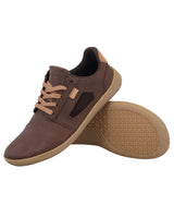 Herren Barfußschuhe aus Leder, Minimalschuhe mit Zehenfreiheit, Bequeme Barfuß Halbschuhe für Alltag & Outdoor, Braun, Made in Portugal