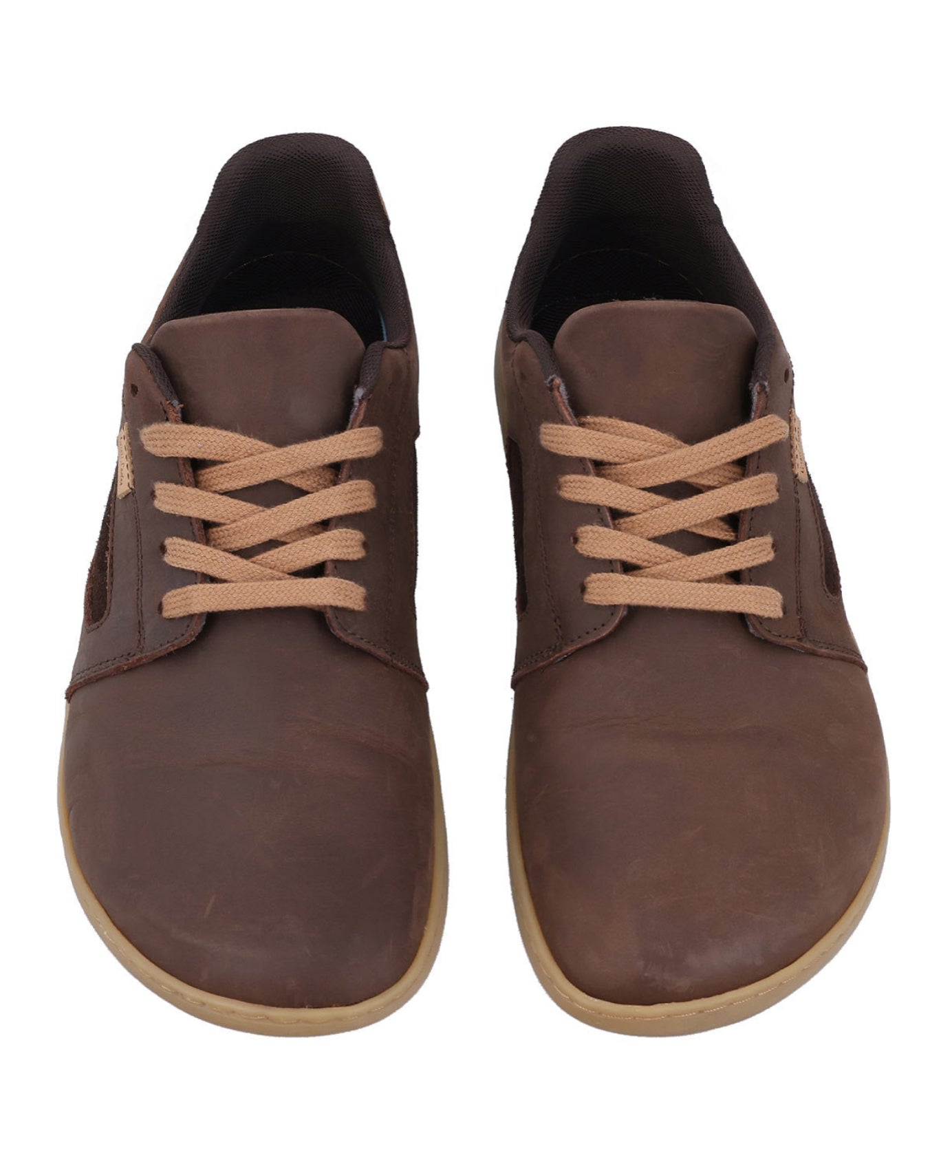 Herren Barfußschuhe aus Leder, Minimalschuhe mit Zehenfreiheit, Bequeme Barfuß Halbschuhe für Alltag & Outdoor, Braun, Made in Portugal