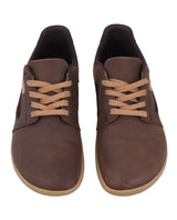 Herren Barfußschuhe aus Leder, Minimalschuhe mit Zehenfreiheit, Bequeme Barfuß Halbschuhe für Alltag & Outdoor, Braun, Made in Portugal